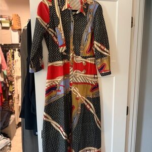 Chic Long Sleeve Patterned Dress